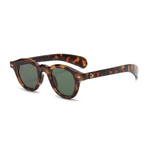 European and American Fashion Oval Leopard Print Sun Glasses Retro Rice Studded